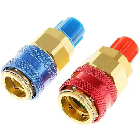 2PCS Freon R134A H / L Auto Quick Coupler Connector Brass Adapters Air Conditioning Refrigerant Adju