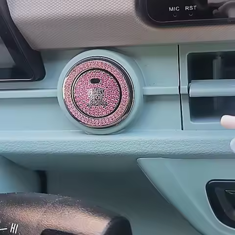 2Pcs Car One-click Start Switch Decoration Ring Bling Diamond Protective Ignition Button Decoration 