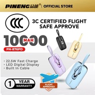 [3C Certified] Pineng PN-876PD 22.5W 10000mAh Fast Charge Built-in Cables Portable Power Bank PN876