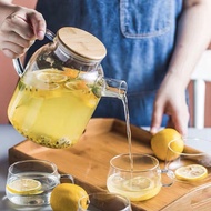 BH Nordic Minimalist Glass Teapot Jar Kettle Pitcher Bamboo  Steel Lid Hot Cold Beverage Teko Jug Ai
