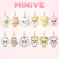 KPOP IVE MINiVE Keychain Cartoon Acrylic Animal Keychain Pendant Bag Accessories Yujin Gaeul LIZ Rei