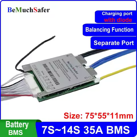 BeMuchSafer 13S 14S 30A 35A Battery BMS 7S 10S 12S 35A BMS 24V 36V 43.2V 48V 52V PCM With Balancing