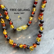 AMBER BEE Original Baltic Children's Glossy Multicolor Amber Bracelet Necklace N87