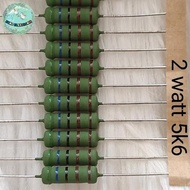 100 pcs resistor 2 watt 5k6 COPPER LEGS R 2w 5k6