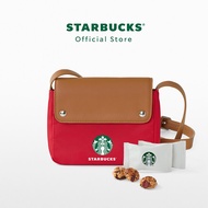 Starbucks Red Crossbody Bag กระเป๋าพร้อมสายสะพายสีแดงกับถั่วมิกซ์นัทไบท์ A9001519