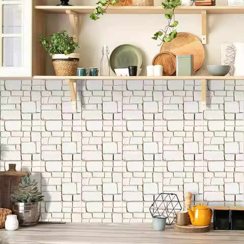 10pcs Stone Wall Style Tiles Floor Wall Sticker Kitchen Bathroom Ground Home Decor Wear-resistant Fr