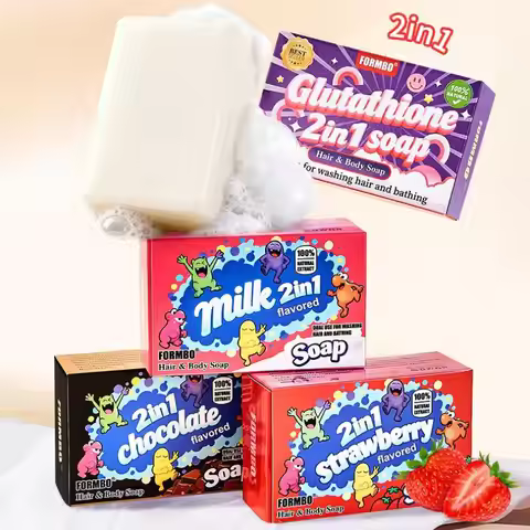 Chocolate Strawberry Milk Soap Deep Clean Hair Body Nature Extract Skin-friendly Roughness Clear Rev