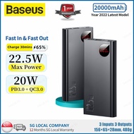 【Ready Stock and Ship in 0-1 Day】 Baseus 22.5W Fast Charge 20000mAh/Powerbank/ PD3.0 &amp; QC3.0/Power Bank/ 3 Inputs 3 Outp