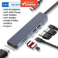 71 USB-C 4K HDMI SD TF Type-C PD MacBook  7 dalam 1 Stesen Dok USB C 4K HDMI Pembaca Kad SD/TF Hab P
