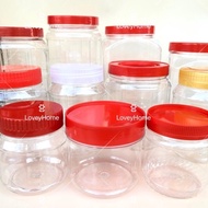 New year Cookie Jar Plastic Bottle Container Pet Jar Red Cap Gold White Balang Kuih Raya Bekas Rempah Kotak Plastik 年饼罐