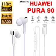 Original Earphone For Huawei Pura 90 Pro Max Pura90 PM 4G 5G 2026 Wired Type-C Microphone Soft Silic