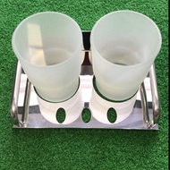Stainless toothbrush holder 2 glasses 1234/ double G9 toothpaste brush rack
