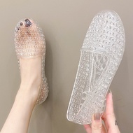KY-D Middle-Aged and Elderly Mothers Hollow out Women's Plastic Transparent Crystal Hole Shoes Jelly Closed Toe Sandals