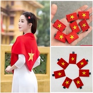 [September 2] Set of 2 Vietnam National Flag Duckbill Hairpins - Red flag hairpin accessories with y