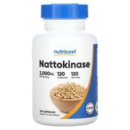 [พร้อมส่ง] Nattokinase 2000 FU นัตโตะไคเนส 120 Capsules ช่วยส่งเสริมหัวใจและหลอดเลือด Nutricost