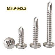 304 SUS Self Drilling Round Head Screw PAN Head /ekor udang kunci M3.9/M4.2/M4.8/M5.5 【DGhongyu1】