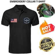 EMBROIDERY SULAM PERAHU KHAS BLACK LOGO GGK SPECIAL FORCES & MALAYSIA FLAG BLACK COLLAR SHIRT