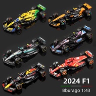 Bburago 1:43 2024 F1 Model MCL38 W15 SF24 RB20 A524 Alloy Miniature Diecast Formula Racing Car Toy