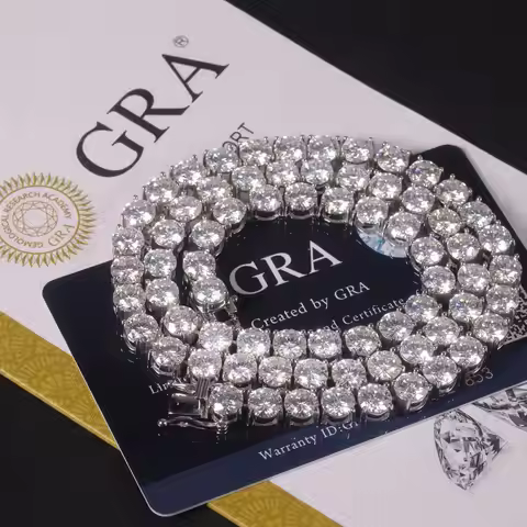 Certified GRA Moissanite Tennis Necklace 3/4/5/6mm Solid 925 Sterling Silver Diamond Tennis Necklace