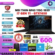 Termurah MSI GF63 THIN - i7 11800H GTX1650 8GB 512SSD 15.6FHD IPS