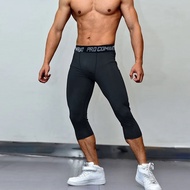 บุรุษยิม Leggings ออกกำลังกายกางเกงขาสั้นกีฬาสวมใส่วิ่งถุงน่องการบีบอัดบาสเกตบอล Leggings แปนเด็กซ์กางเกงสำหรับผู้ชาย