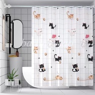 Thin Lightweight PEVA Cartoon Cat Print Bathroom Shower Curtain Toilet Waterproof Partition Curtain