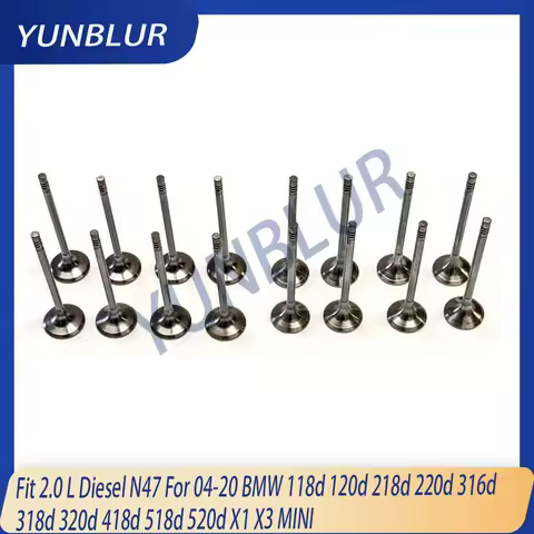 8x Intake & 8x Exhaust Valve Kit Fit 2.0 L Diesel N47 For 04-20 BMW 118d 120d 218d 220d 316d 318d 32