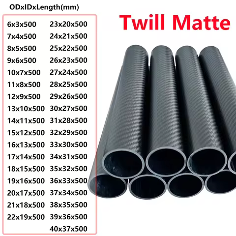 3K carbon fiber tube Twill Matte 2 pcs length 500MM OD 6-40MM wall thickness 1.5mm coil tube is used