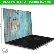 ALAS FOTO LIPAT JUMBO KAYU RUSTIC &amp; MARMER HITAM / BACKGROUND (RJ-07)