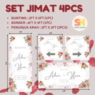 Set Jimat 4PCS - Bunting Kahwin, Banner Kahwin & Penunjuk Arah - Wedding Bunting - Banner - Penanda 