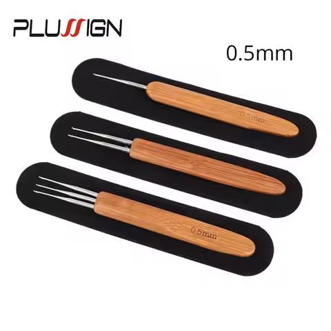 Plussign Dreadlock Crochet Hook Tool Braid Hair Dreadlocks Needle Bamboo Handle Locs Crochet Needle 