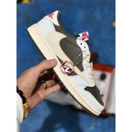 Travis Scott x Air Jordan 1 low OG SP "Sail and Ridgerock" AJ1Gray-brown barb Fashion mocha casual s