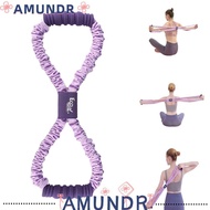 AMUNDR 8-Line Puller, Multi-functional 10/15/20 Pounds Resistance Yoga Tensioner, Portable Silicone 