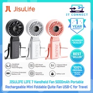 JISULIFE LIFE 7 Handheld Fan 5000mAh Portable Rechargeable Mini Foldable Quite Fan USB-C for Travel