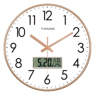 Jam bunyi jam dinding besar jam dinding Perpetual Calendar Clock Wall-Mounted Household Atmospheric 