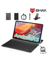 Bmax I9 Plus平板電腦 Rk3562 4核心 8g(4g+4g擴展) Ram 64gb Rom,10.1英吋ips 1280x800屏幕 2mp前置 5mp後置攝像頭,type-c平板電腦g-sensor藍牙5.0,6000mah,android 13,不含電源適配器