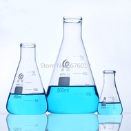 50ml ถึง 2000ml Erlenmeyer ขวดแก้ว Borosilicate คอกว้าง Conical สามเหลี่ยมขวดสำหรับ Lab เคมีอุปกรณ์ต