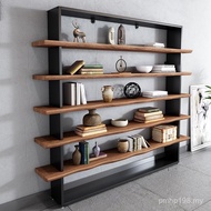 Floor loft loft Solid Wood Bookcase Partition Iron Art Display Rack Office Living Room Bookshelf Sto