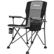 XGEAR Camping Chair Hard Arm High Back Lawn Chair Heavy Duty with Cup Holder, for Camp, Fishing, Hik