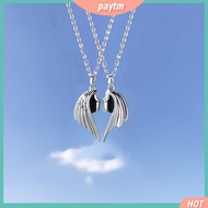 PTM Angel Devil Necklace Wing Design Necklace Angel Demon Wing Shape Magnet Connection Couple Necklaces Valentines Day Gift Pendant Necklace