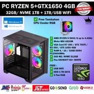 AMD RYZEN 5600/G 4.4GHz GAMING Computer PC|DDR4 32GB|VGA NVIDIA GTX 1650 4GB|NVME 1TB|1TB HDD|USB WI