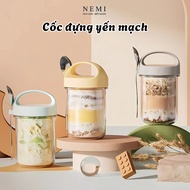 NEMI Oatmeal cup with spoon, 430ml breakfast cereal jar, yogurt jar, glass jar with tight lid
