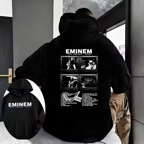 2025 Eminem Men's Fashion Hoodie Print Hoodie Music Rapper Hip Hop Jogger Singer Cotton Sweatshirt F
