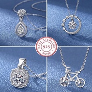 925 Sterling Silver Necklace For Women Round Pendent Sparkli