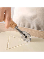 1 件廚房烘焙工具 凹槽擀麵杖麵團切割器、餅乾成型機 印章糕點工具 扇形邊緣餅乾切割器