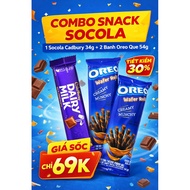 Cadbury Chocolate Snack Combo 34g + 3 Oreo Sticks 54g – Sweet and Fatty Snack Candy – Combo