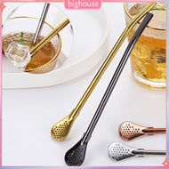  Chip-free Metal Straw Stainless Steel Straw Colorful Stainless Steel Tea Straws Spoon Filter with Brush Reusable Gourd Tea Tool