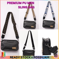 East Coast Premium Leather Men Messanger Crossbody Sling Pouch Bag Beg Bergaya Hitam Silang Sandang 