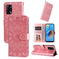 XICCI Flip Case for OPPO A74 5G/A93 5G/A54 5G Phone Case Sunflower Embossing Magnetic Leather Wallet