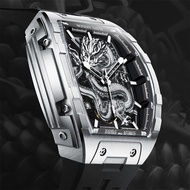 BONEST GATTI Men's Watch Fashion Mechanical Watch Silicone Strap Dragon Watch Luminous Wristwatch Cl